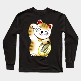 Calico maneki lucky cat with coin Long Sleeve T-Shirt